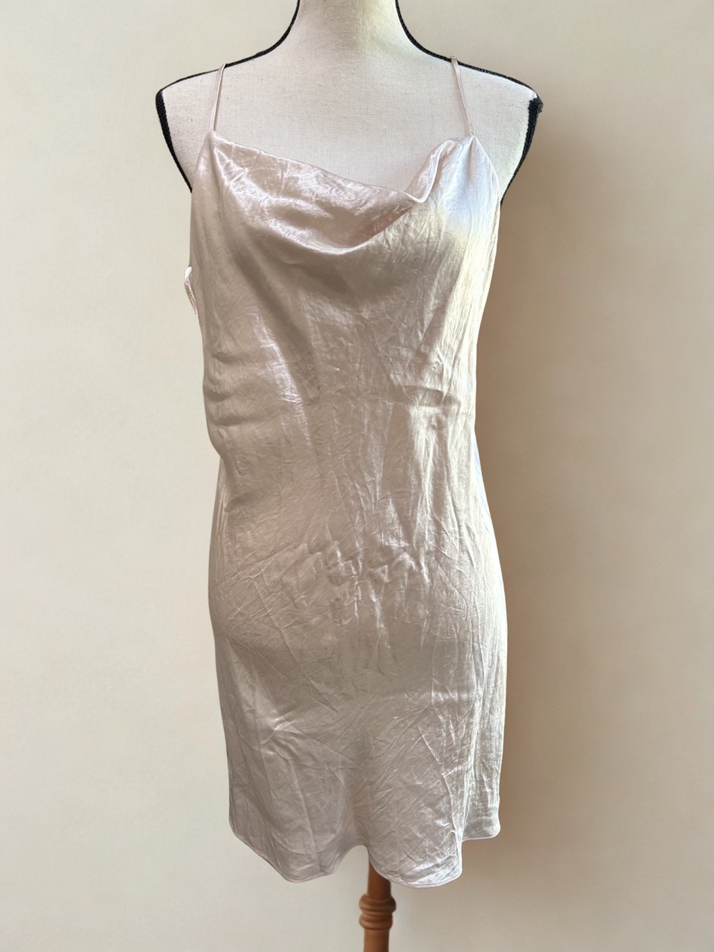 Babaton Aritzia Satin Slip Dress in Pale Blush Cream